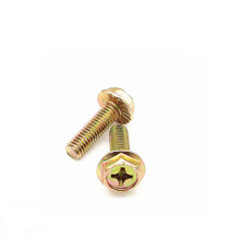 cross recessed flange head machine screw with yellow zin plated carbon steel 5.5*100mm